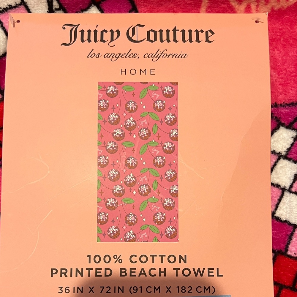 Juicy Couture Pink and Green Floral Towel